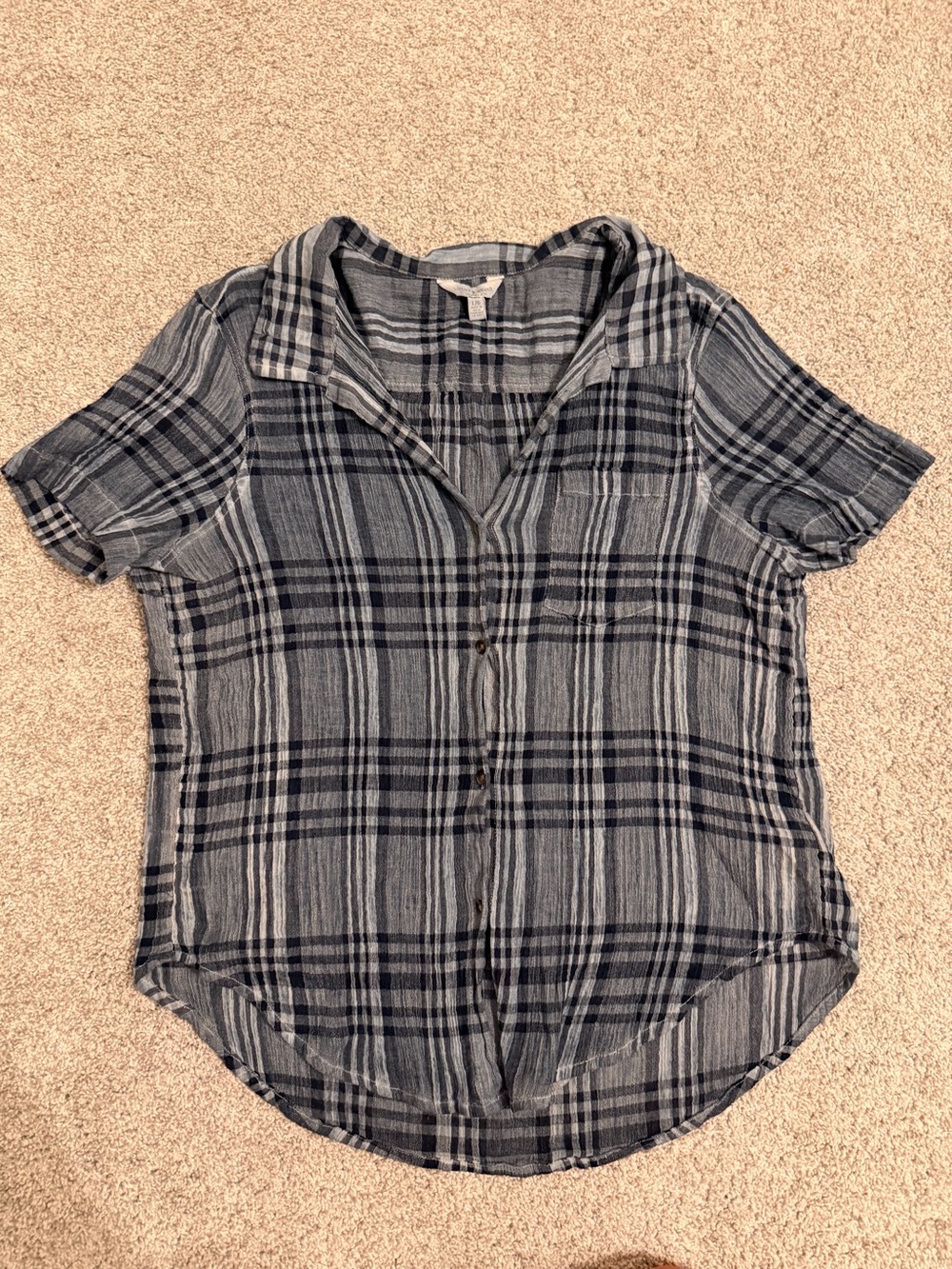 Lucky Brand Blue Plaid Short-Sleeve Button-Up Shirt
